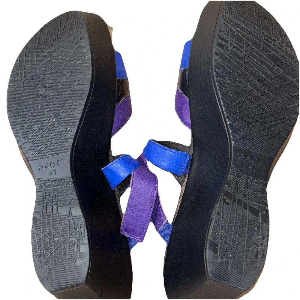$165 NAOT 41/10 Color block Sandals Siren Platform Wedge Slides Grannycore‎